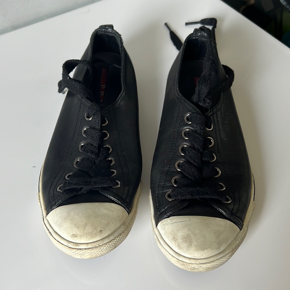 Prada led sneaker black leather size 7
